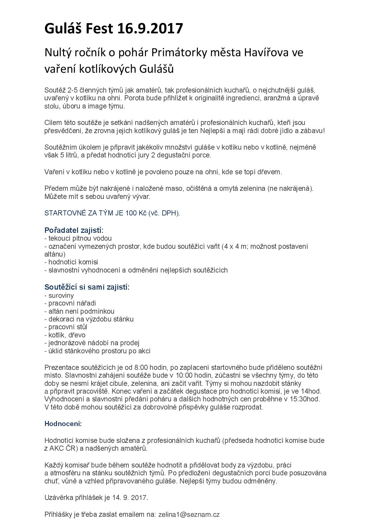 16. 9. 2017 – Hledáme tým na Guláš Fest U Jelena